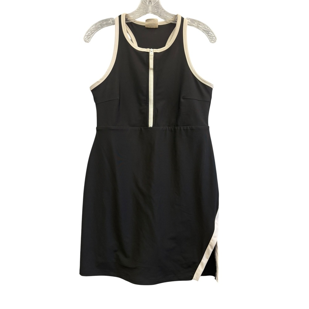 Sage Collective Active Dress Black Sporty Zip Front Athletic Athleisure L